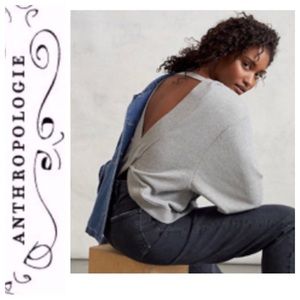 PILCRO RYANNE OPEN TWIST BACK CROPPED SWEATSHIRT SMALL